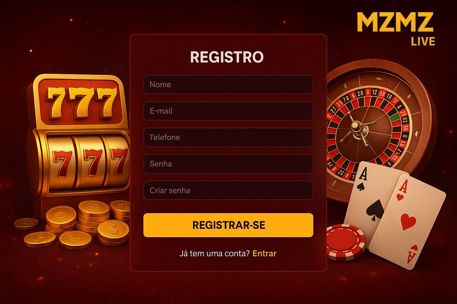 Não Perca tempo, o rRgistro na site MZMZ